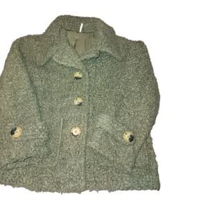 Free People Women’s Oversized Cozy Teddy Winter Coat Green Xs